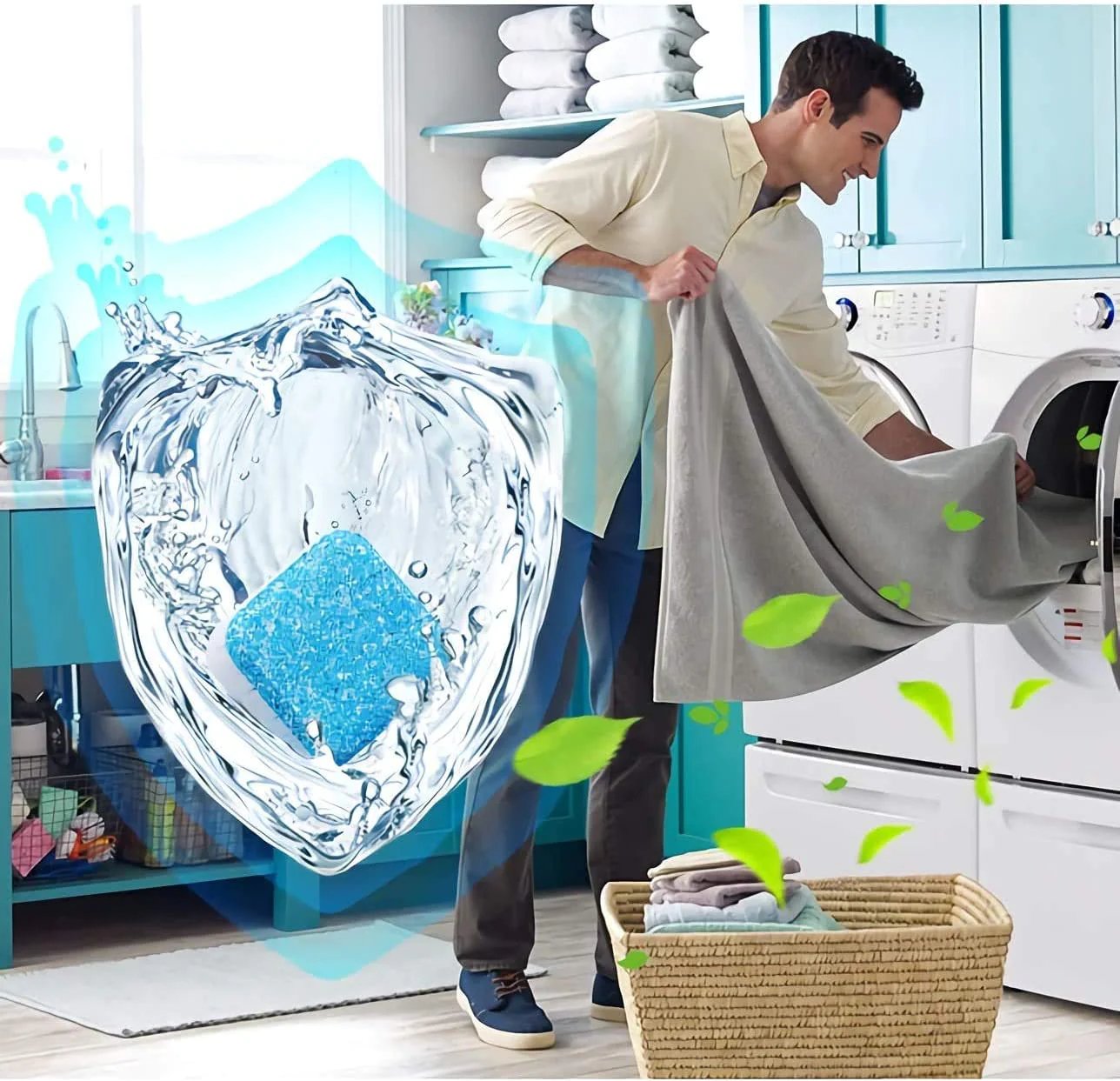 🔥12 PCS/Pack🔥Washing Machine Deep Cleaner Tablets – Eliminates 99% Germs, Removes Odors & Prevents Mold 🧽