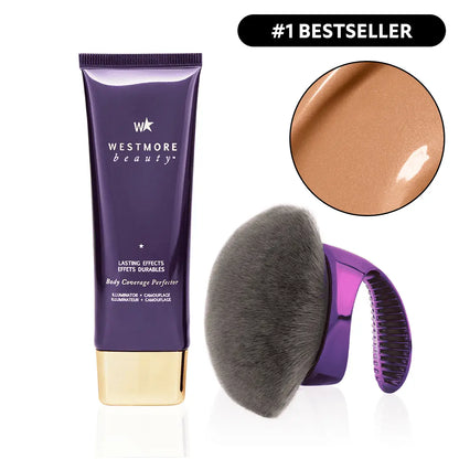 Westmore Beauty Body Coverage Perfector 3.5oz + X-Large Buffer Brush - Flawless Body Makeup, Concealer for Scars, Spots, Veins, Tattoos and More Blend Cosmetic