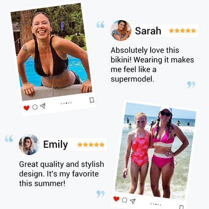 🔥Summer Sale🔥High Waisted Tummy Control Color Block Bikini Sets