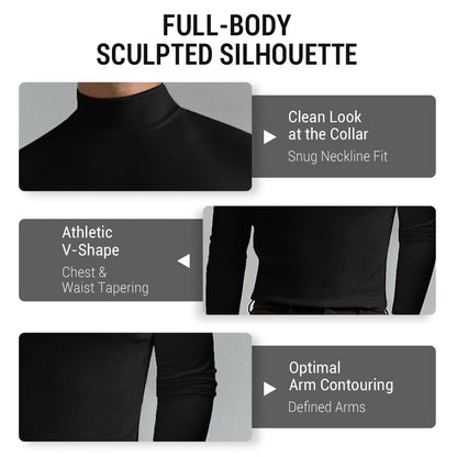 🔥 Men's High Neck Slim Fit T-Shirt - Stretchy & Breathable for Gym or Casual, Modern Style & Comfort 🏃‍♂️📦