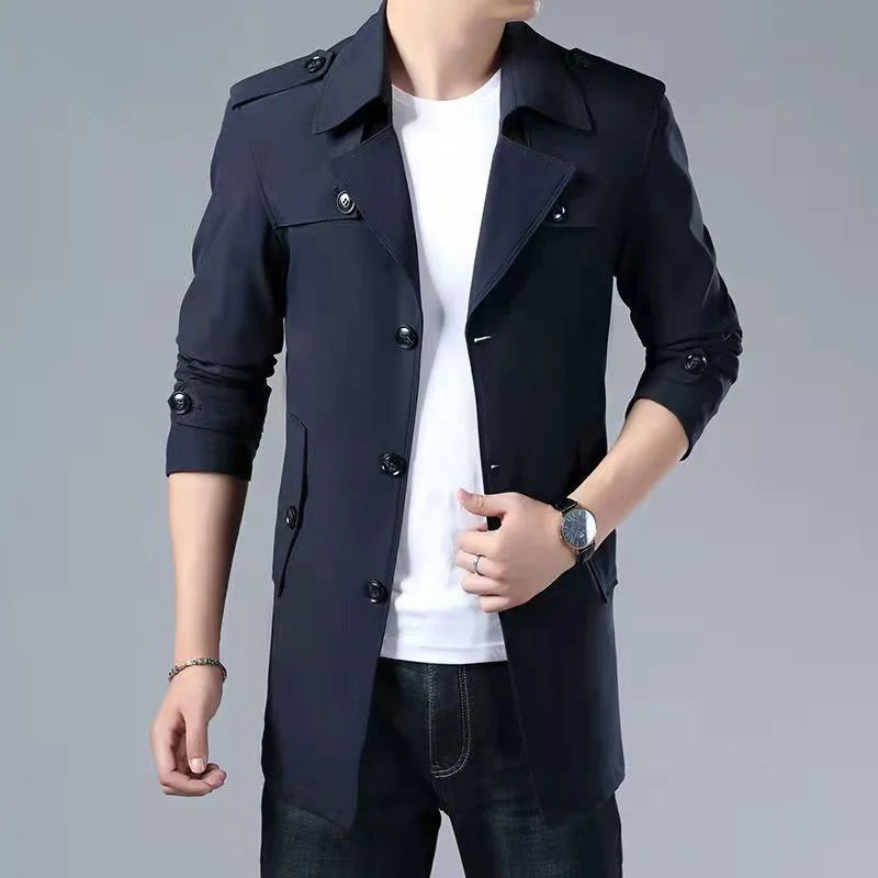⏳Limited-time 50% off⏰Mid-length Business Style Trench Coat🧥
