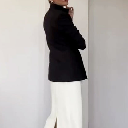 Fashionable Leader One Button Stand Collar Long Sleeve Blazer Jacket