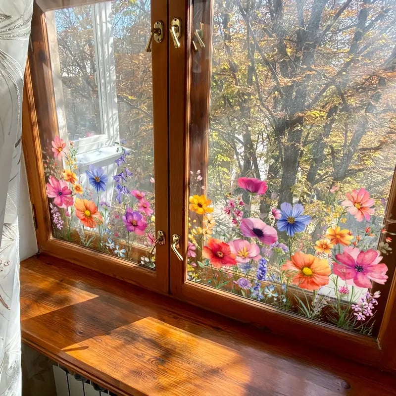 💐Colorful Floral Bouquet Window Sticker🖼️