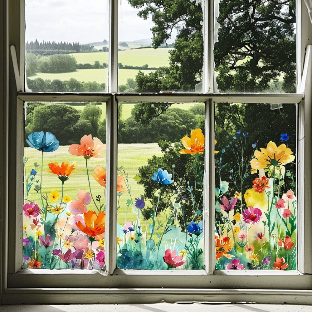 💐Colorful Floral Bouquet Window Sticker🖼️