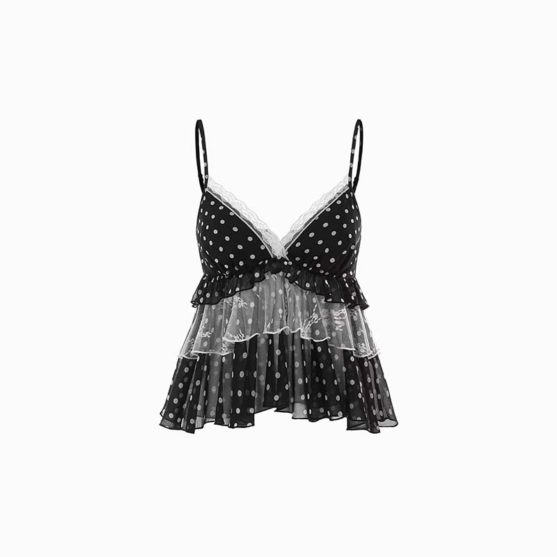 Ruffled Lace Trim Camisole Top