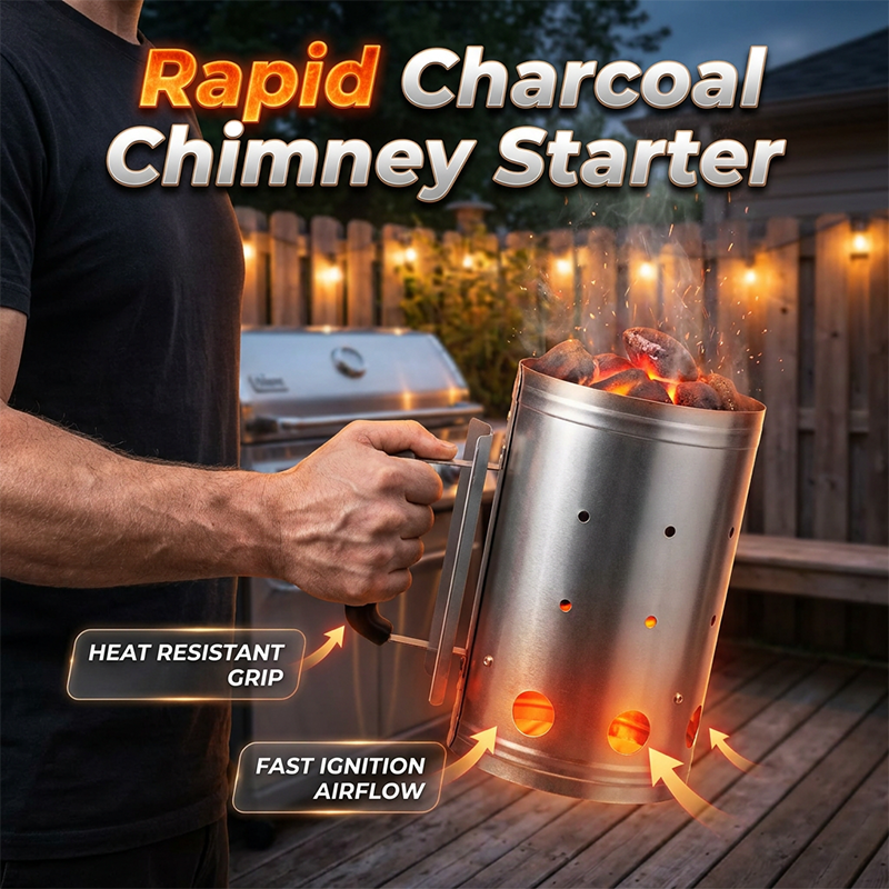 Heavy-Duty Steel BBQ Charcoal Starter